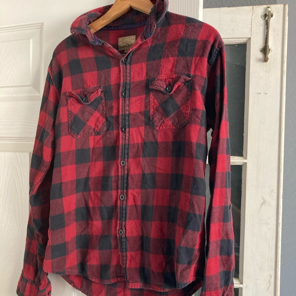 Red and Black Checkered Fall Flannel Shirt